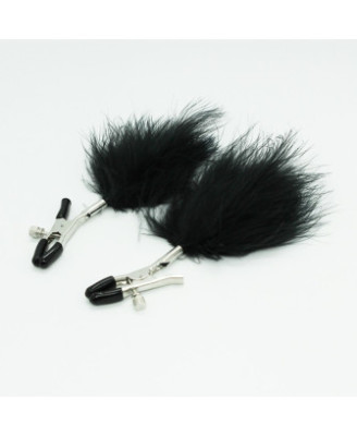 Pinces à seins avec plumes noires 